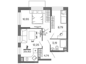 2-к квартира, вторичка, 40м2, 8/25 этаж