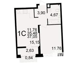 1-к квартира, вторичка, 35м2, 6/25 этаж