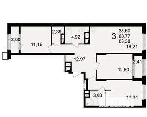 3-к квартира, вторичка, 81м2, 13/23 этаж