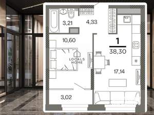 1-к квартира, вторичка, 37м2, 24/26 этаж