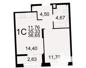 1-к квартира, вторичка, 35м2, 3/25 этаж