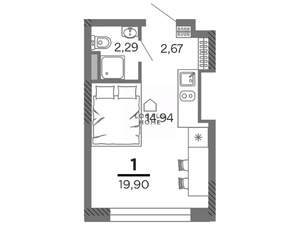 Студия квартира, вторичка, 20м2, 18/25 этаж