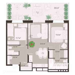 2-к квартира, вторичка, 97м2, 1/9 этаж