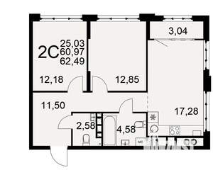 2-к квартира, вторичка, 61м2, 5/10 этаж