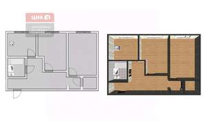 2-к квартира, вторичка, 42м2, 1/5 этаж