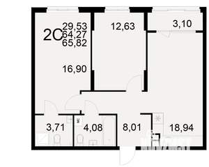 2-к квартира, вторичка, 64м2, 2/21 этаж