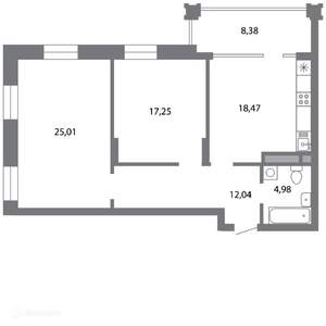 2-к квартира, вторичка, 82м2, 2/6 этаж