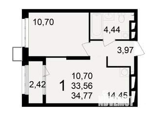 1-к квартира, вторичка, 34м2, 14/23 этаж