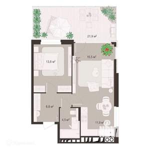 2-к квартира, вторичка, 74м2, 1/9 этаж