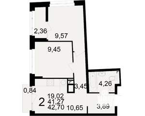 2-к квартира, вторичка, 41м2, 8/25 этаж