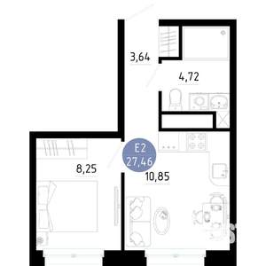 1-к квартира, вторичка, 27м2, 2/14 этаж