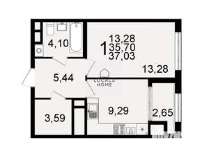 1-к квартира, вторичка, 37м2, 21/26 этаж