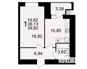 1-к квартира, вторичка, 38м2, 13/15 этаж