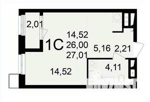 1-к квартира, вторичка, 27м2, 20/24 этаж