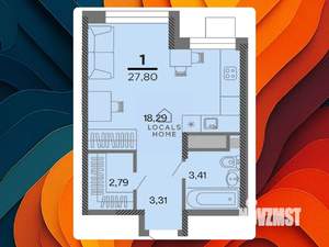 1-к квартира, вторичка, 28м2, 8/22 этаж