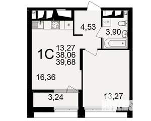 1-к квартира, вторичка, 38м2, 18/25 этаж