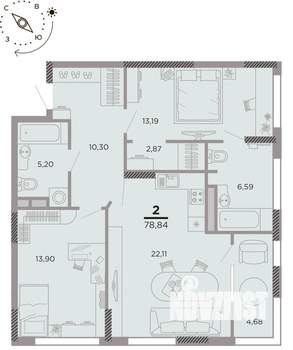 2-к квартира, вторичка, 79м2, 12/25 этаж