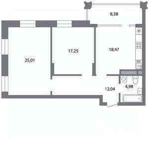 2-к квартира, строящийся дом, 82м2, 3/5 этаж