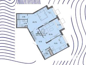 2-к квартира, вторичка, 67м2, 17/22 этаж