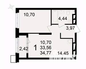 1-к квартира, вторичка, 35м2, 20/24 этаж