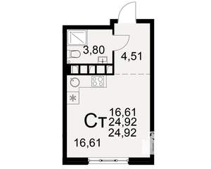 1-к квартира, вторичка, 25м2, 19/22 этаж