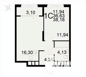 1-к квартира, вторичка, 38м2, 5/22 этаж