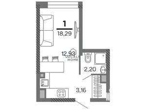 Студия квартира, вторичка, 18м2, 9/25 этаж