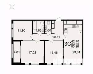 3-к квартира, вторичка, 86м2, 21/26 этаж