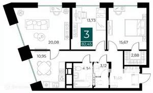 3-к квартира, вторичка, 82м2, 5/14 этаж