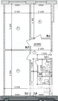 3-к квартира, вторичка, 60м2, 1/5 этаж
