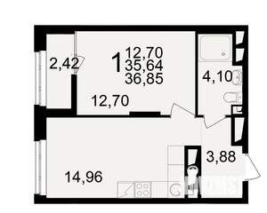 1-к квартира, вторичка, 36м2, 19/25 этаж