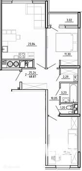 2-к квартира, вторичка, 69м2, 2/26 этаж