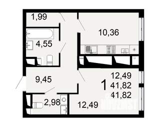 1-к квартира, вторичка, 42м2, 1/26 этаж