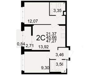 2-к квартира, вторичка, 46м2, 9/25 этаж