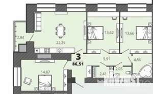 3-к квартира, вторичка, 87м2, 7/16 этаж