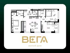3-к квартира, вторичка, 84м2, 18/19 этаж