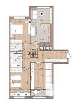 3-к квартира, вторичка, 86м2, 7/16 этаж