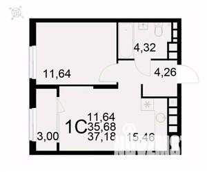 1-к квартира, вторичка, 37м2, 4/22 этаж