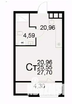 1-к квартира, вторичка, 28м2, 15/22 этаж