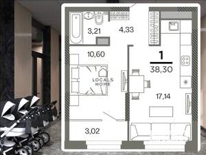1-к квартира, вторичка, 37м2, 23/26 этаж