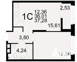 1-к квартира, вторичка, 36м2, 17/25 этаж