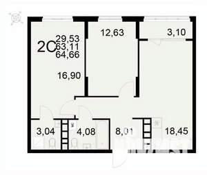 2-к квартира, вторичка, 65м2, 17/22 этаж