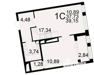 1-к квартира, вторичка, 38м2, 2/25 этаж