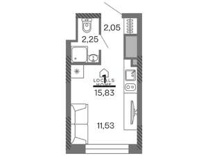 Студия квартира, вторичка, 16м2, 21/25 этаж
