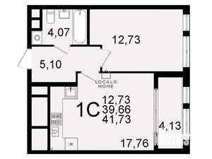 1-к квартира, вторичка, 42м2, 20/26 этаж