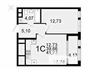 1-к квартира, вторичка, 42м2, 17/26 этаж