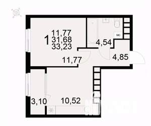 1-к квартира, вторичка, 33м2, 19/22 этаж