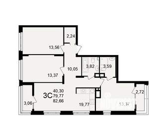 3-к квартира, вторичка, 80м2, 4/25 этаж
