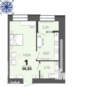 1-к квартира, вторичка, 31м2, 9/17 этаж