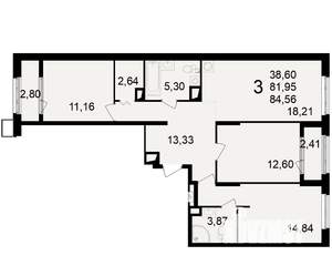 3-к квартира, вторичка, 82м2, 12/23 этаж